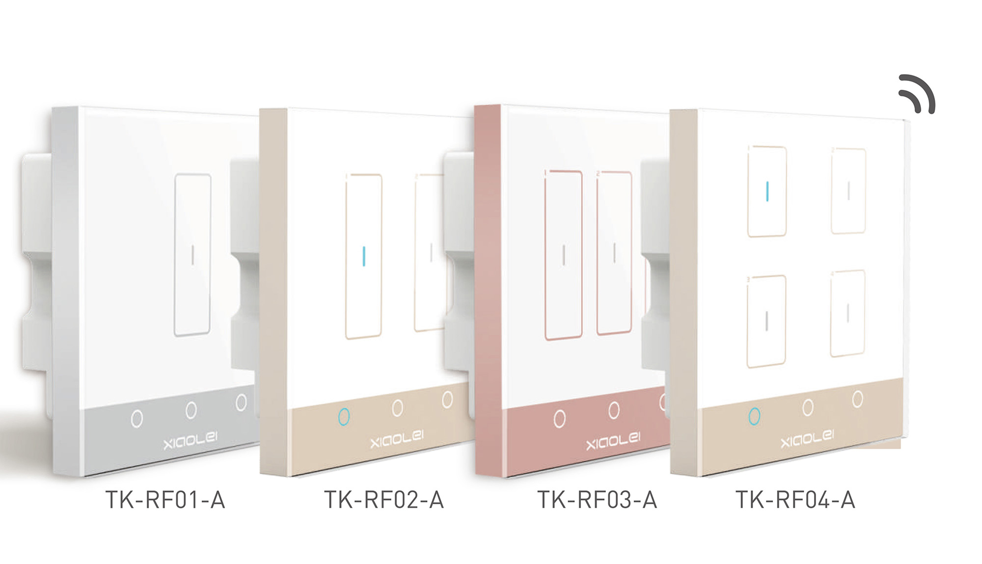 TK-RF01-A  Ltech Smart wireless Touch switch, 1 Chanel x 200W max per channel, RF 2.4GHz, 100-240Vac input, Smart gate way compatible, IP20.